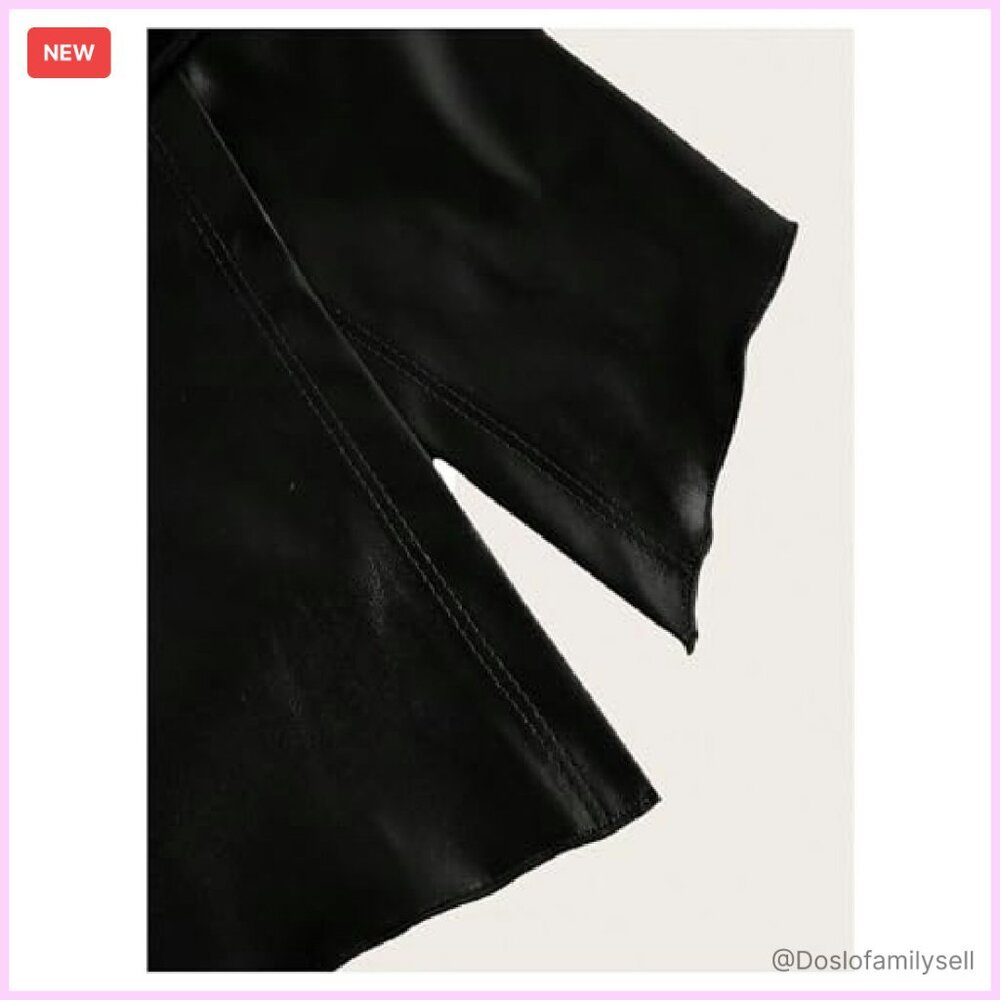 Faux Leather Strapless Tube Top Ruched Chic Y2K Evening Party Wear - Picture 5 of 5